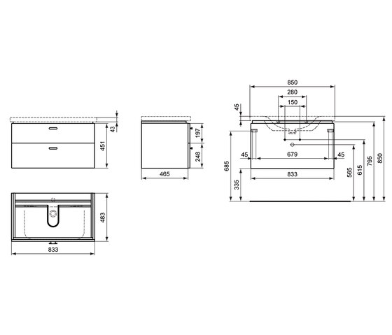 Connect Möbelwaschtisch-Unterschrank 850mm | Meubles sous-lavabo | Ideal Standard