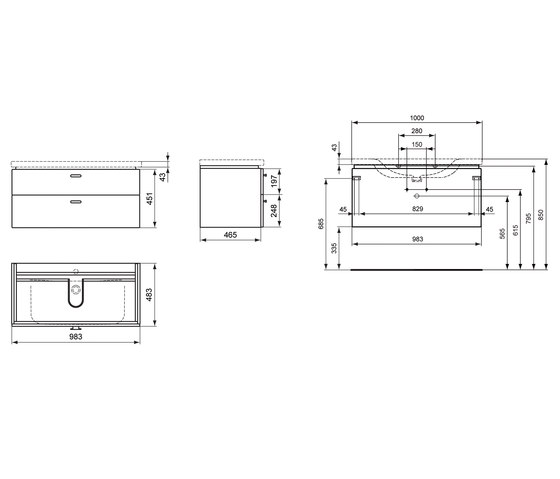 Connect Möbelwaschtisch-Unterschrank 1000mm | Meubles sous-lavabo | Ideal Standard