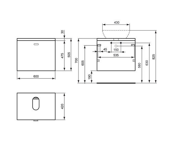 Connect Waschtisch-Unterschrank Sphere 600 mm | Meubles sous-lavabo | Ideal Standard