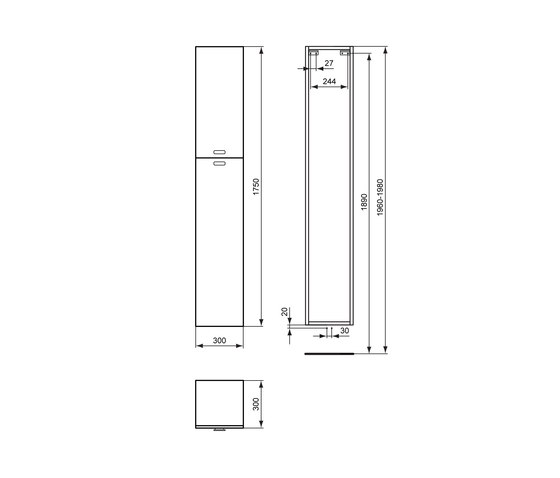 Connect Hochschrank 300mm (Türanschlag rechts) | Wall cabinets | Ideal Standard
