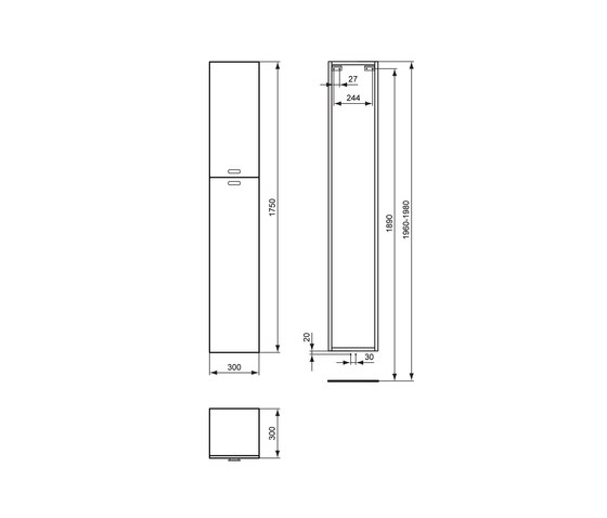 Connect Hochschrank 300mm (Türanschlag links) | Wall cabinets | Ideal Standard