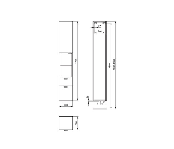 Connect Hochschrank offen 300mm (Türanschlag rechts) | Meubles muraux salle de bain | Ideal Standard