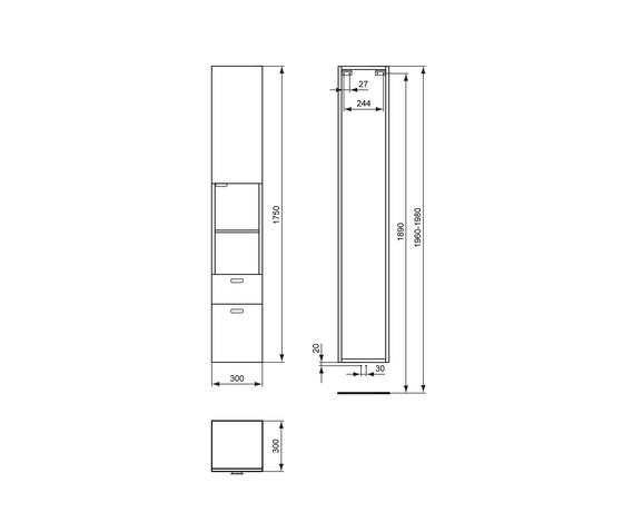Connect Hochschrank offen 300mm (Türanschlag links) | Meubles muraux salle de bain | Ideal Standard