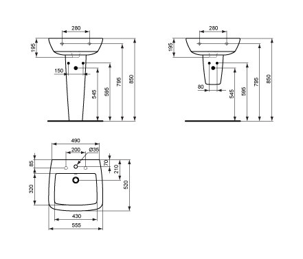 Ventuno wash basin 550 mm | Lavabos | Ideal Standard