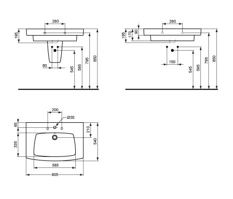 Ventuno Möbelwaschtisch 800 mm | Wash basins | Ideal Standard