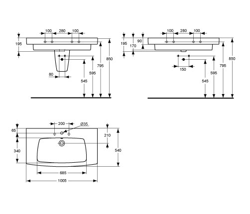 Ventuno Möbelwaschtisch 1000 mm | Wash basins | Ideal Standard