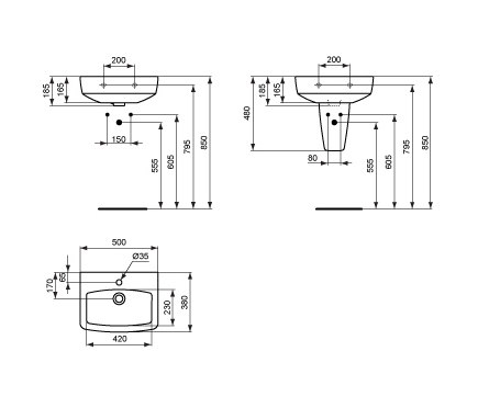 Ventuno Handwaschbecken 500 mm | Lavabos | Ideal Standard
