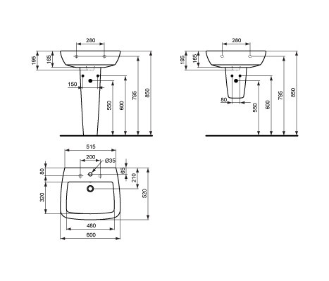 Ventuno Waschtisch 600 mm | Wash basins | Ideal Standard