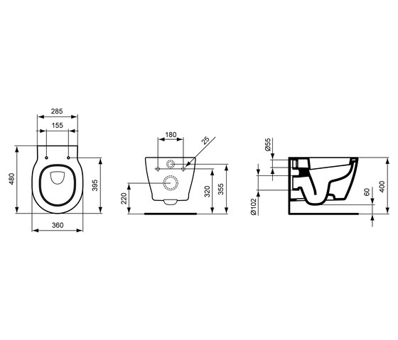 Connect Space Wandtiefspül-WC kompakt | Inodoros | Ideal Standard