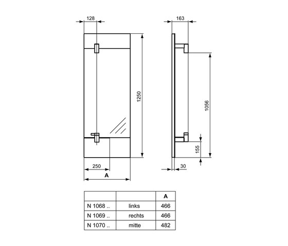 Tonic Guest Spiegel 480 mm (mit Leuchte und integrierter Armatur mittig) | Spiegel | Ideal Standard