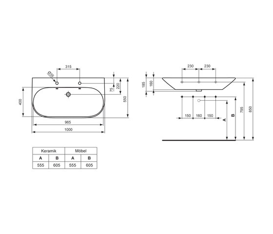 Tonic Doppelwaschtisch 100 cm | Lavabos | Ideal Standard