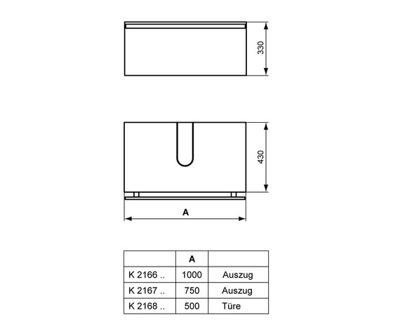 Tonic Waschtisch-Unterschrank 1000 mm (mit Schublade) | Waschtischunterschränke | Ideal Standard