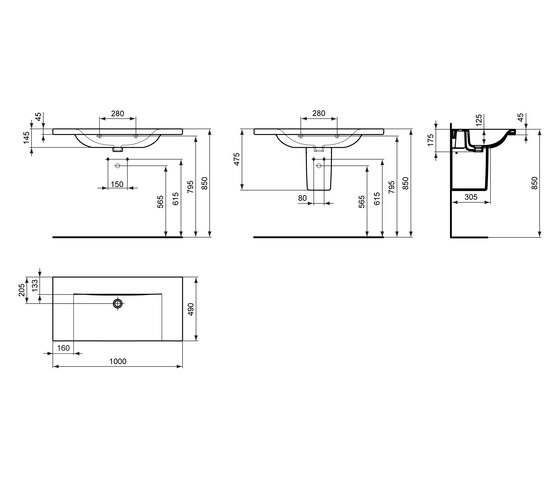 Connect Möbelwaschtisch 1000mm (ohne Hahnloch) | Lavabi | Ideal Standard