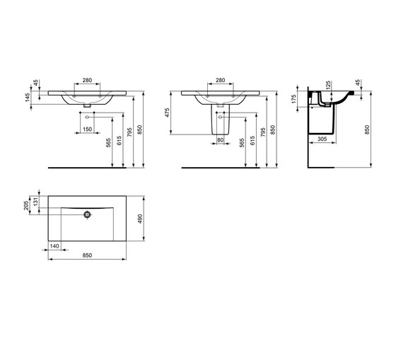 Connect Möbelwaschtisch 850mm (ohne Hahnloch) | Lavabos | Ideal Standard