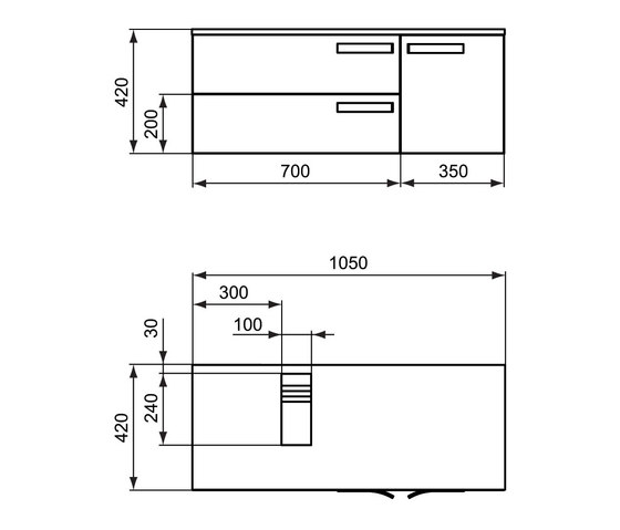 Strada Waschtisch-Unterschrank 1050mm (Ausschnitt für Waschtisch links) | Vanity units | Ideal Standard