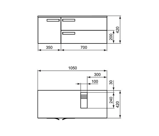 Strada Waschtisch-Unterschrank 1050mm (Ausschnitt für Waschtisch rechts) | Meubles sous-lavabo | Ideal Standard