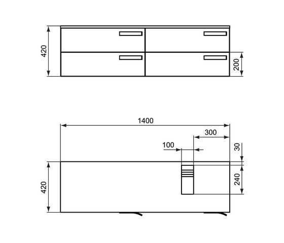 Strada Waschtisch-Unterschrank 1400mm (Ausschnitt für Waschtisch rechts) | Meubles sous-lavabo | Ideal Standard