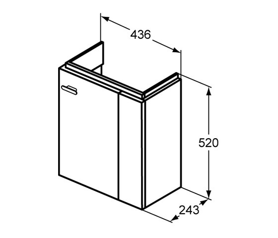 Connect Space Waschtisch-Unterschrank 450mm für Handwaschbecken (Ablage rechts) | Vanity units | Ideal Standard