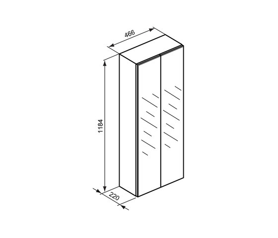 Strada Seitenschrank 466mm mit 2 Spiegeltüren | Wall cabinets | Ideal Standard