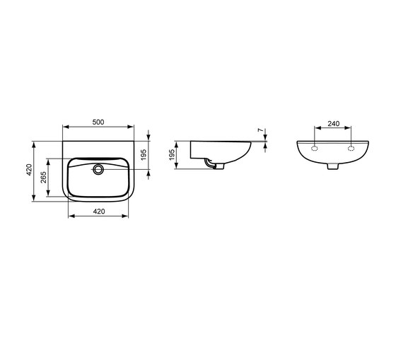 Contour 21 Handwaschbecken 500mm (ohne Hahnloch / ohne Überlauf) | Lavabi | Ideal Standard