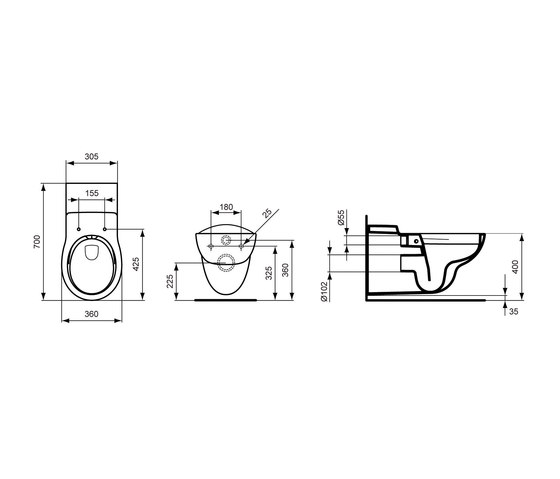 Contour 21 Wandtiefspül-WC barrierefrei ohne Spülrand | Inodoros | Ideal Standard
