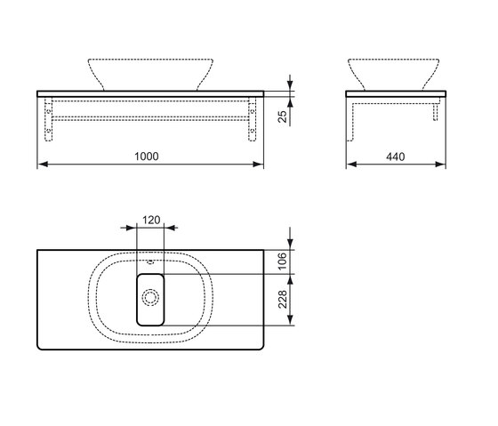 SoftMood Waschtischplatte 1000mm | Sanitärobjekte | Ideal Standard