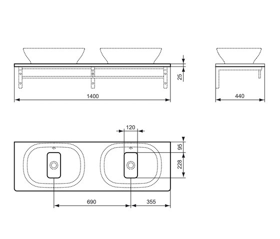 SoftMood Waschtischplatte 1400 mm | Bathroom fixtures | Ideal Standard