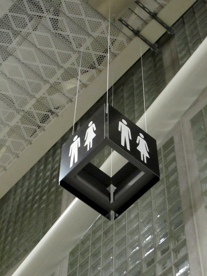 Signage System Messe Basel by BURRI - Ceiling cube | Pictogramas | BURRI