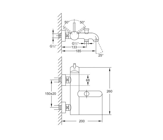 100 1100 Exposed single lever mixer ½“ for bathtub | Rubinetteria vasche | Steinberg