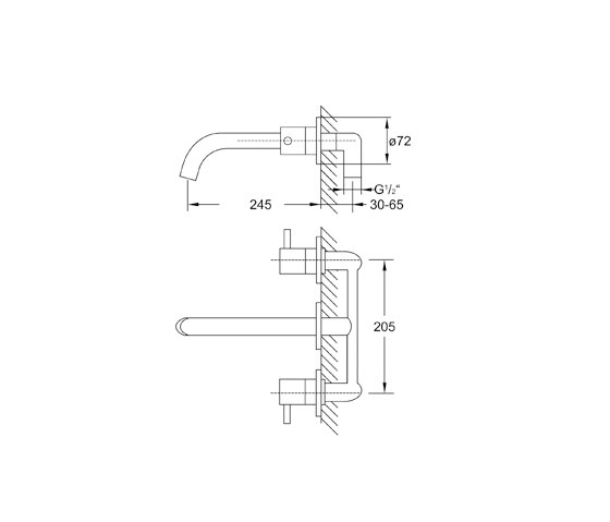 100 1916 3-hole wall mounted basin mixer | Wash basin taps | Steinberg