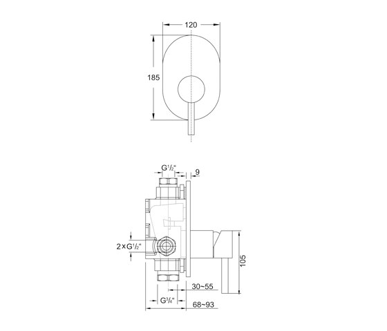 100 2243 3 Finish set for single lever shwoer mixer | Shower controls | Steinberg