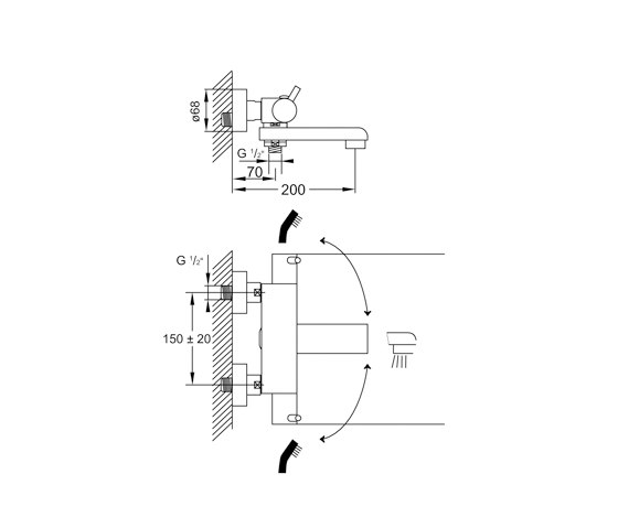 100 3170 Exposed thermostatic mixer ½“ for bathtub | Rubinetteria vasche | Steinberg