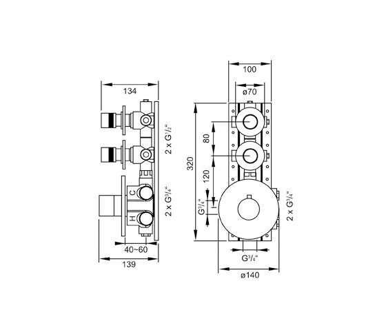 100 4320 Concealed thermostatic mixer 3/4“ including finish set | Rubinetteria doccia | Steinberg