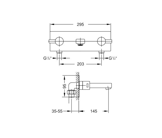 120 1950 3-hole basin mixer wall mounted | Wash basin taps | Steinberg