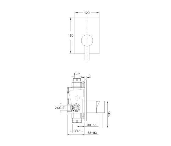 120 2243 3 Finish set for single lever shower mixer | Rubinetteria vasche | Steinberg