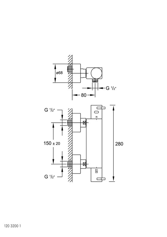 120 3200 1 Exposed thermostatic shower mixer 1/2“ | Rubinetteria doccia | Steinberg