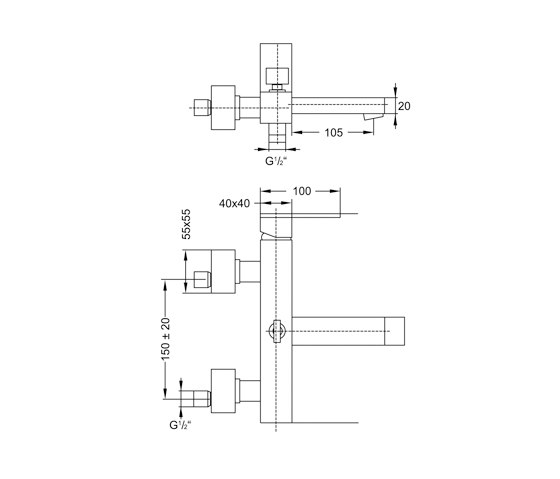 160 1110 Exposed single lever mixer ½“ for bathtub | Grifería para bañeras | Steinberg