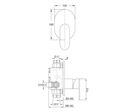 170 2243 3 Finish set for single lever shwoer mixer | Shower controls | Steinberg