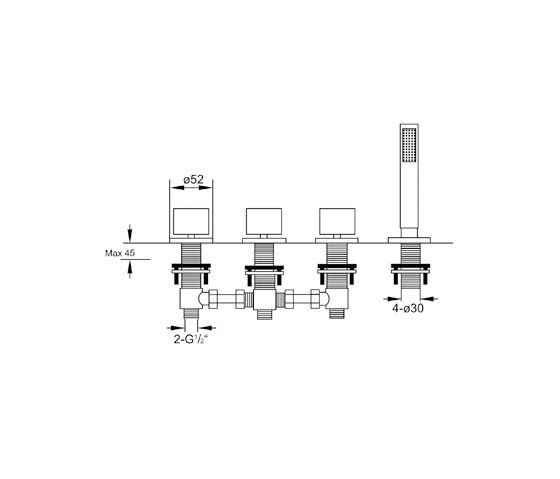 170 2480 4-hole deck mounted bath mixer | Grifería para bañeras | Steinberg