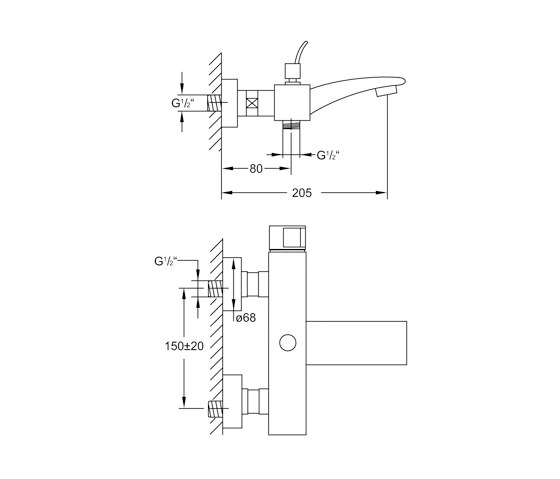 180 1100 Exposed single lever mixer ½“ for bathtub | Grifería para bañeras | Steinberg
