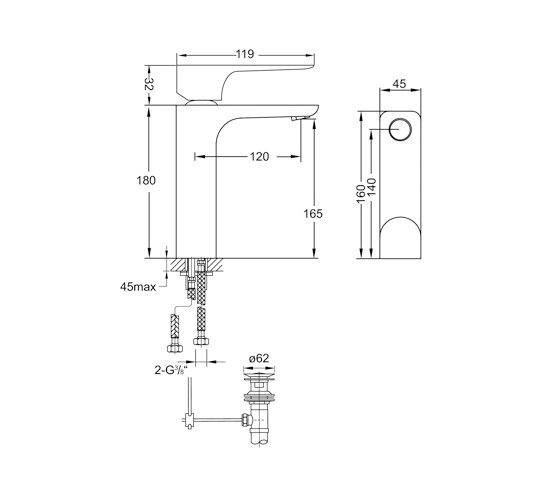 205 1755 Waschtisch-Einhebelmischer mit Ablaufgarnitur 1 ¼“ | Waschtischarmaturen | Steinberg