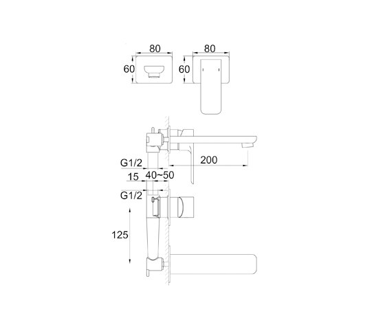 205 1815 Wall mounted single lever basin mixer | Wash basin taps | Steinberg