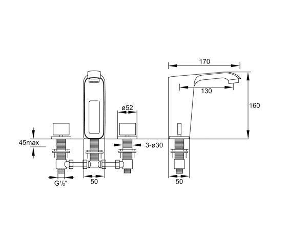 220 2000 3-hole basin mixer | Grifería para lavabos | Steinberg