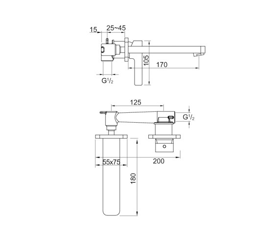 230 1800 Wall mounted single lever basin mixer | Wash basin taps | Steinberg