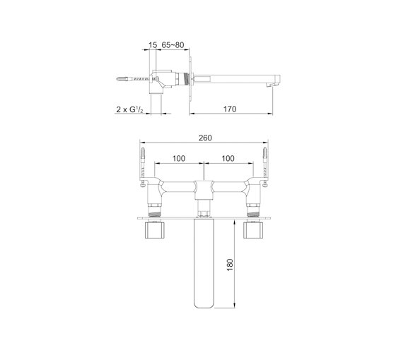 230 1950 3-hole basin mixer wall mounted | Wash basin taps | Steinberg