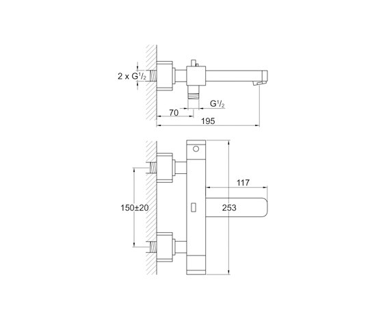 230 3100 Exposed thermostatic mixer ½“ for bathtub | Rubinetteria vasche | Steinberg