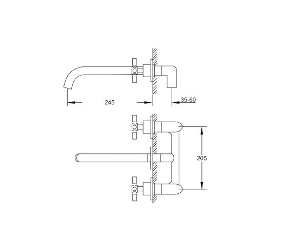 250 1916 3-hole wall mounted basin mixer | Grifería para lavabos | Steinberg