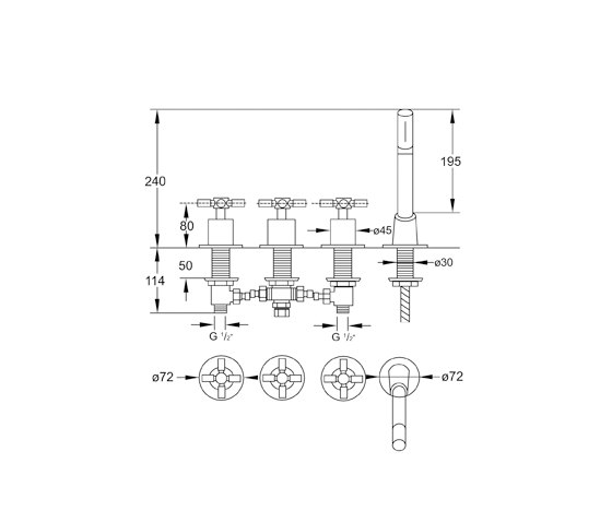 250 2480 4-hole deck mounted bath mixer | Bath taps | Steinberg