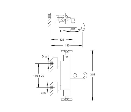 250 3100 Exposed thermostatic mixer ½“ for bathtub | Grifería para bañeras | Steinberg
