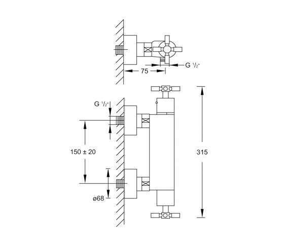 250 3200 Exposed thermostatic mixer ½“ for shower | Rubinetteria doccia | Steinberg